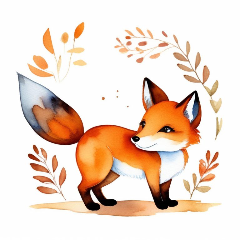 水彩动物剪贴画狐狸