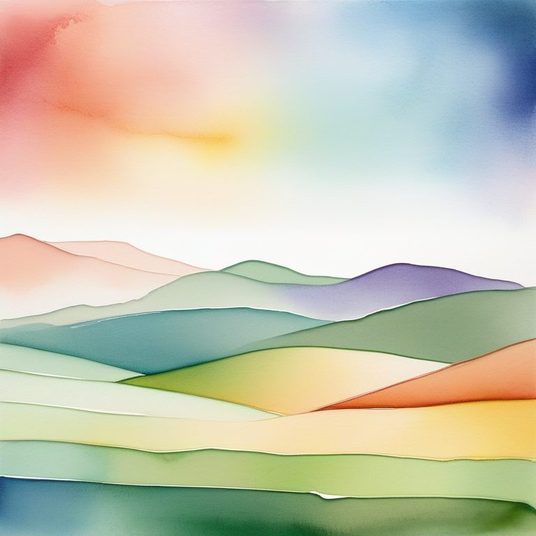 水彩风彩虹极简抽象地貌