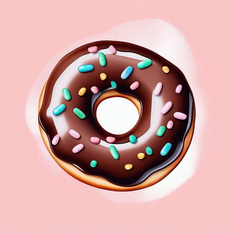 水彩风极简插画 | 一份甜甜圈