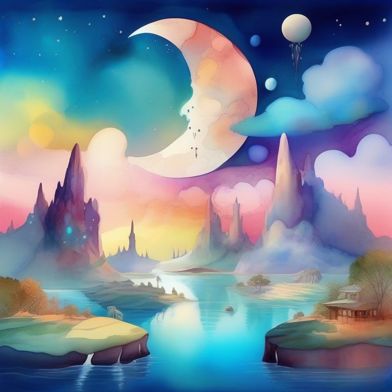 水彩风梦幻超现实奇幻风景