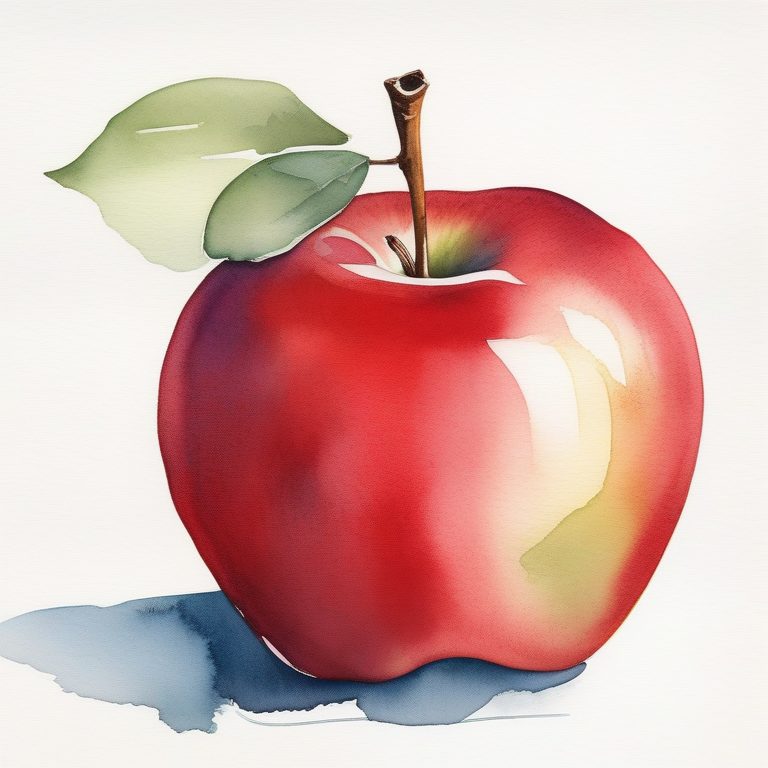 水彩风印象主义的红苹果插图