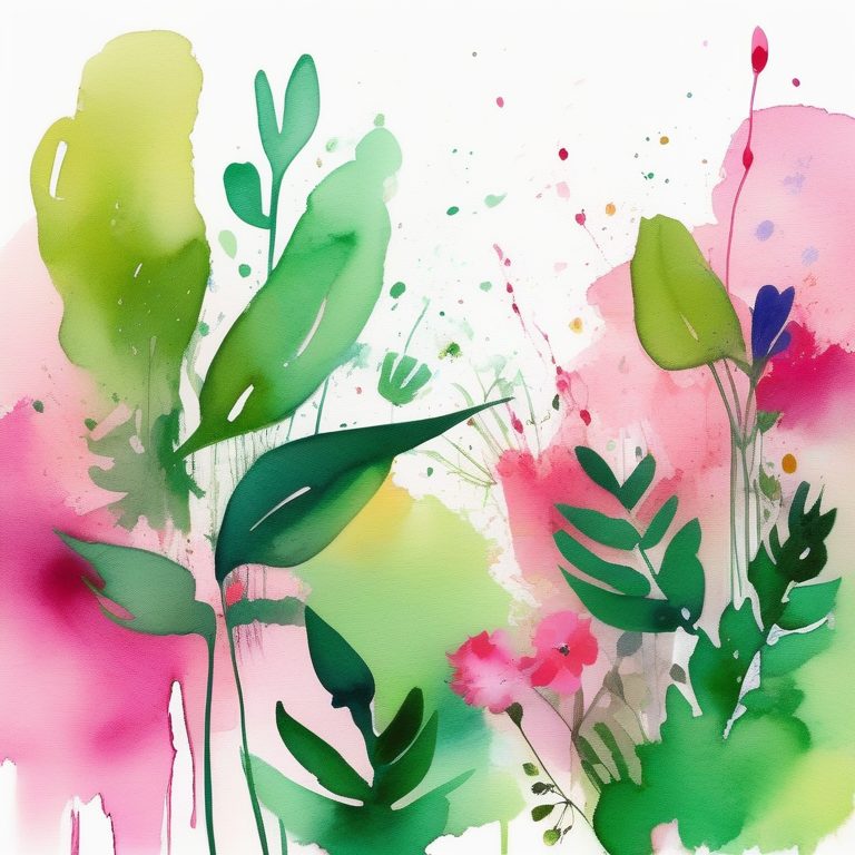 水彩流彩抽象花园