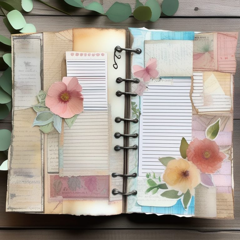 水彩拼布素材手账页