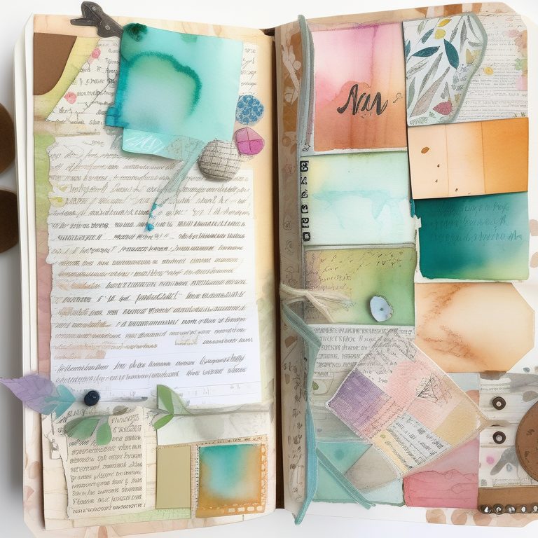 水彩拼贴风手账装饰页面