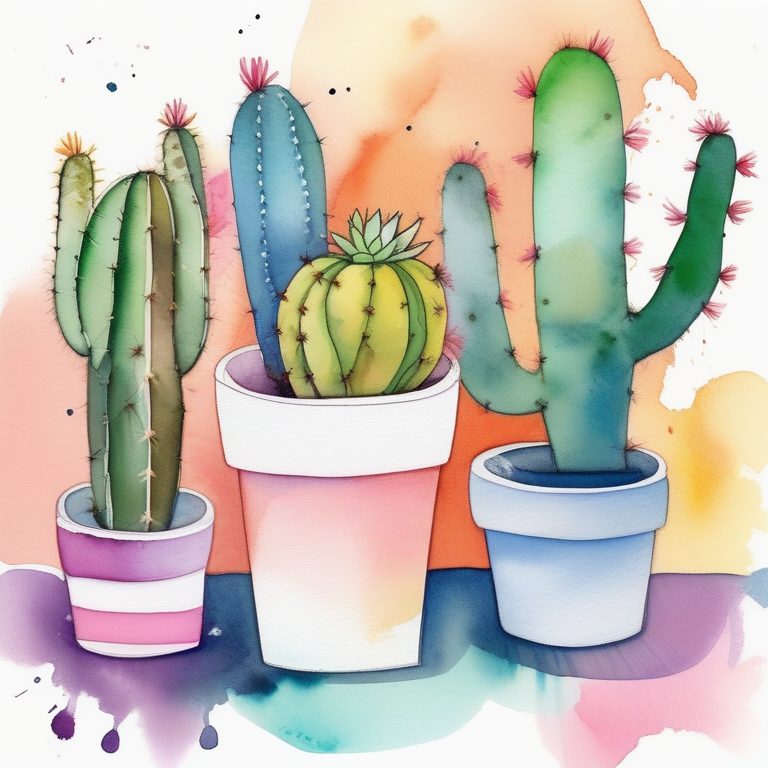 水彩仙人掌杂物手账页