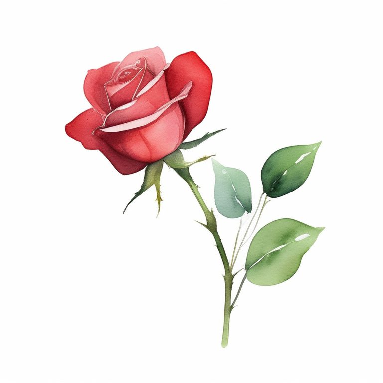 水彩杂志极简风 | 一支红玫瑰