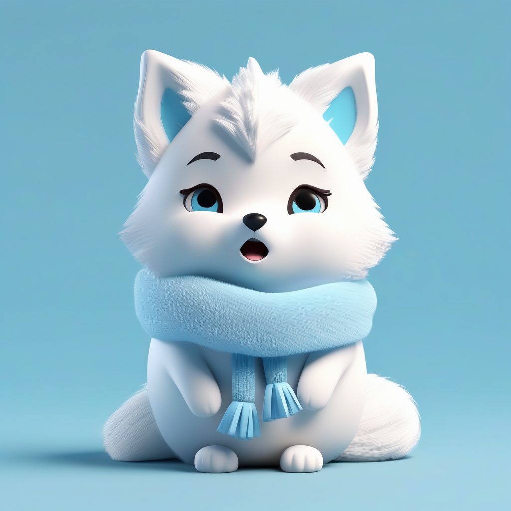 睡眼惺忪北极狐耳娘：蓬松围巾3D模型