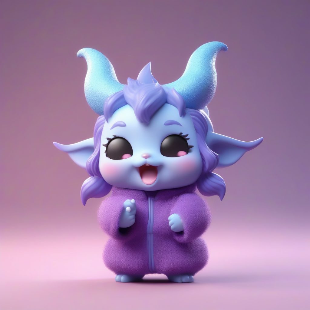 睡衣派对Q版魅魔：马卡龙色系C4D软萌模型全身照