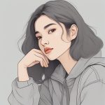 si kao zhong de shao nyu shou tuo xia ba de rou he ji jian te xie