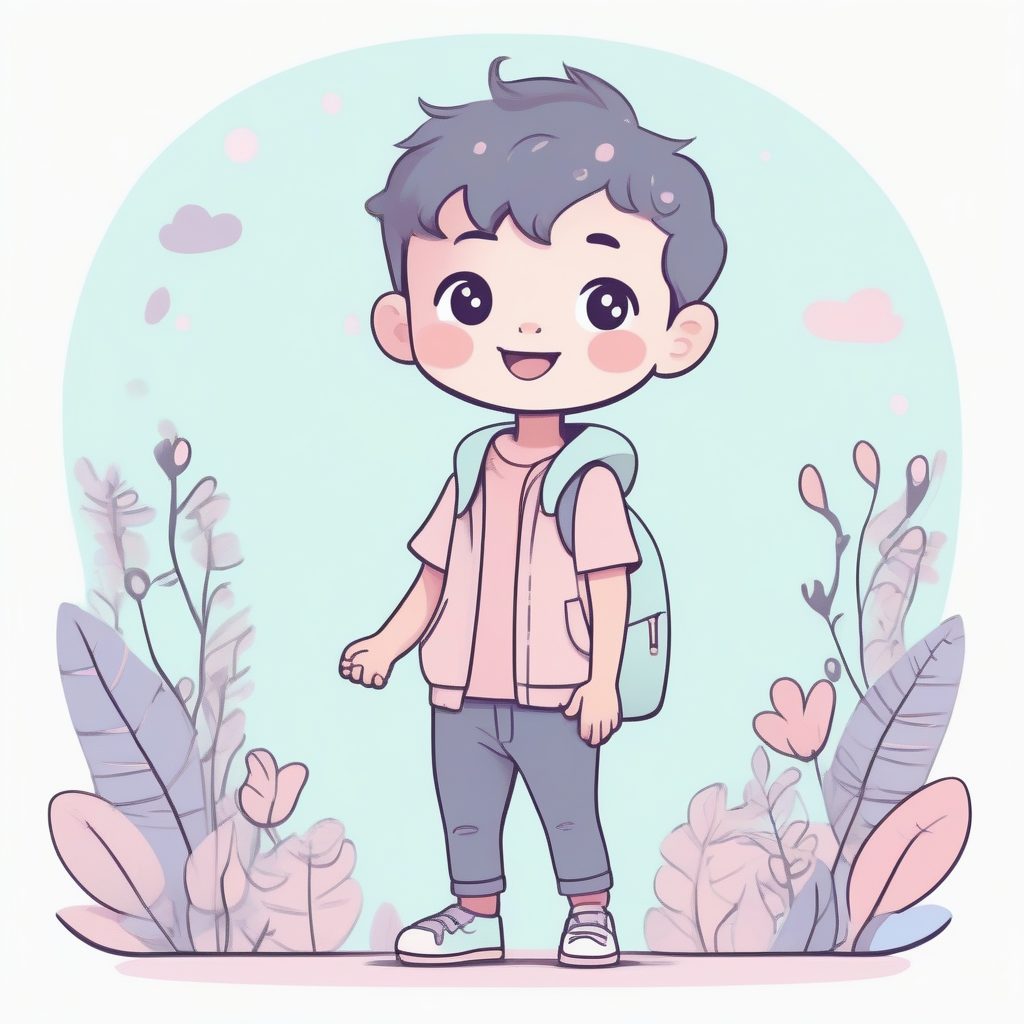 Simple Doodle艺术：Q版男孩的过度热情欢迎全身像