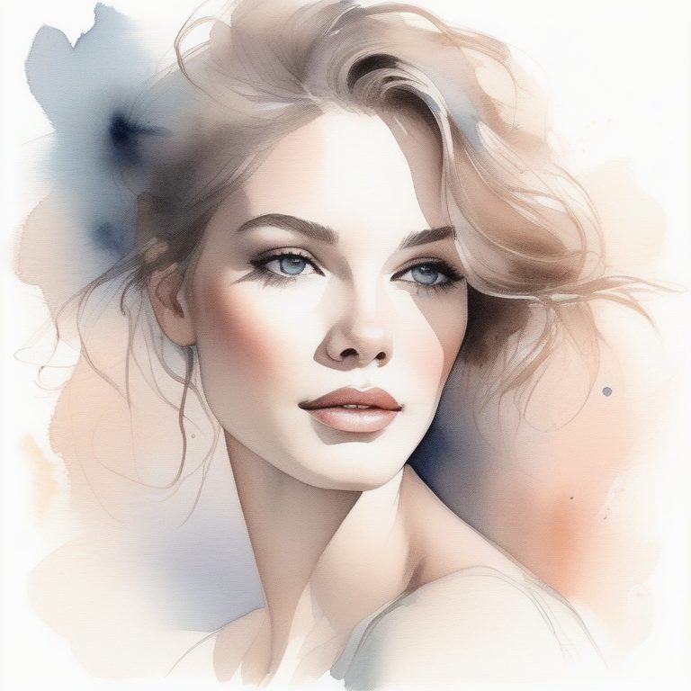 素描水彩时尚人物肖像