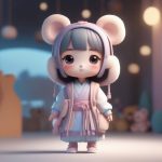 泰迪熊街头汉服:Q版盲盒粘土手办3D渲染提示词 7 tai di xiong jie tou han fu q ban mang he nian tu shou ban 3d xuan ran ti shi ci