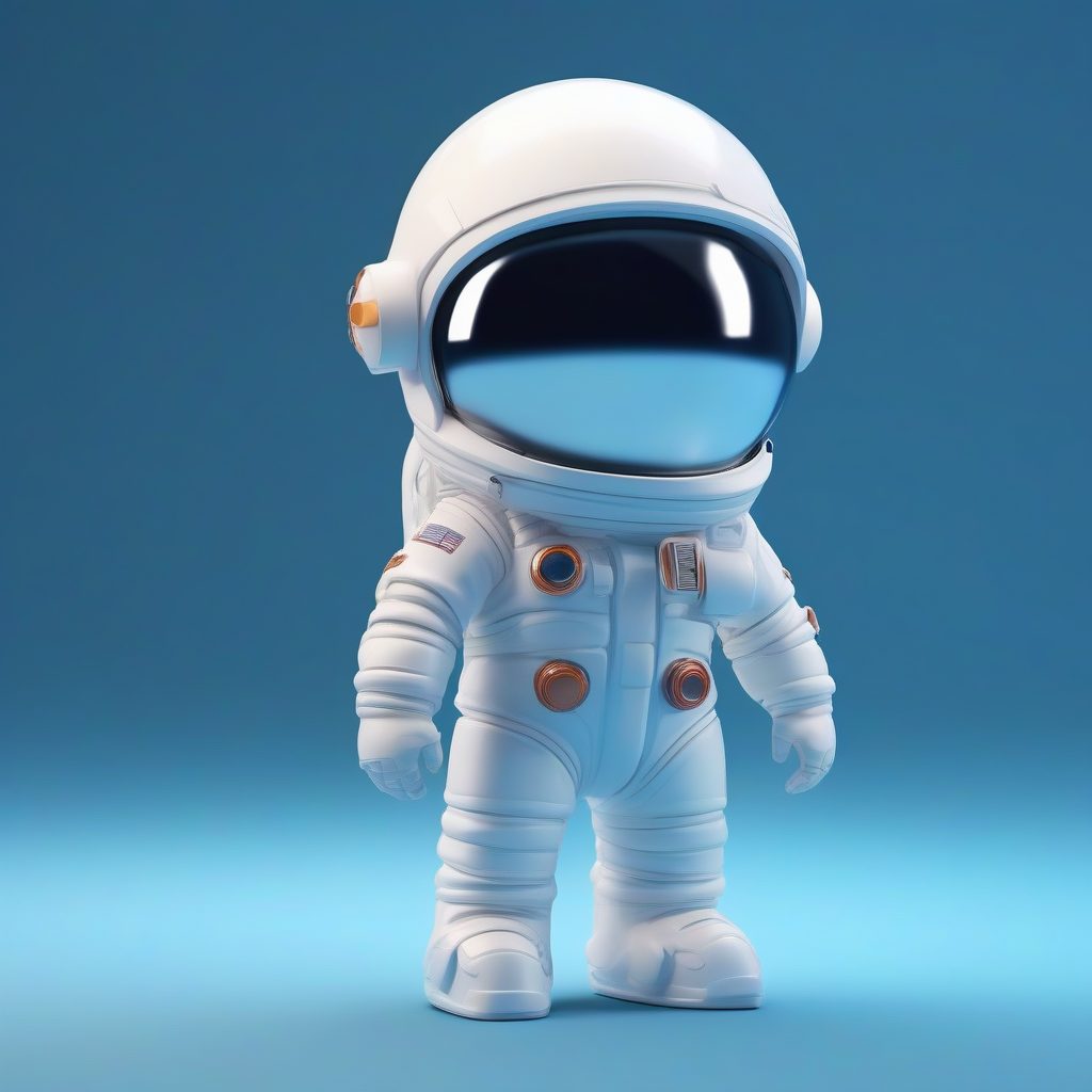 太空冒险家Q版:C4D高细节3D渲染全身站立图,深蓝纯色背景AI提示词 5 太空冒险家Q版:C4D高细节3D渲染全身站立图,深蓝纯色背景AI提示词