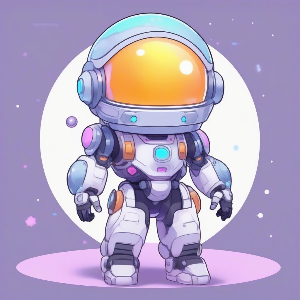 太空探索Q版机甲：泡泡头盔与漂浮姿势AI绘画提示词