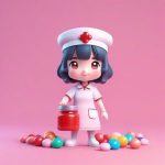 糖果药剂Q版护士:调皮药丸罐,泡泡糖粉背景3D模型 5 tang guo yao ji q ban hu shi tiao pi yao wan guan pao pao tang fen bei jing 3d mo xing