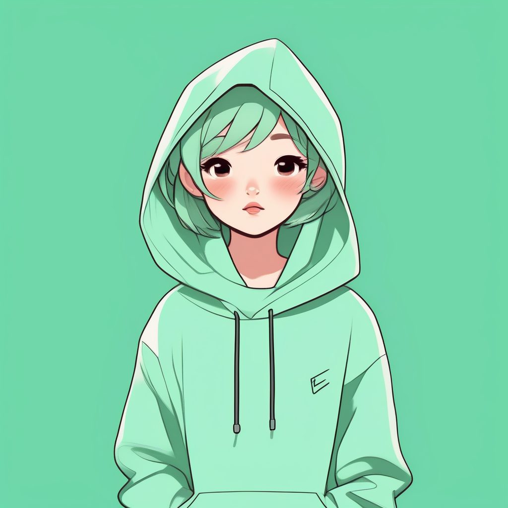 淘气眨眼：绿色背景下的活力Q版角色