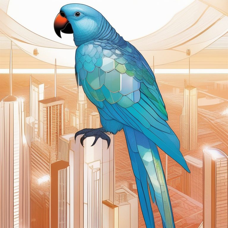 天空之城中的未来风潮鹦鹉