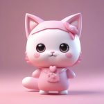 tian mei fen se mao er nyu hai 3d tang guo zhu ti q ban diao su rou he se cai guang zhui xuan ran