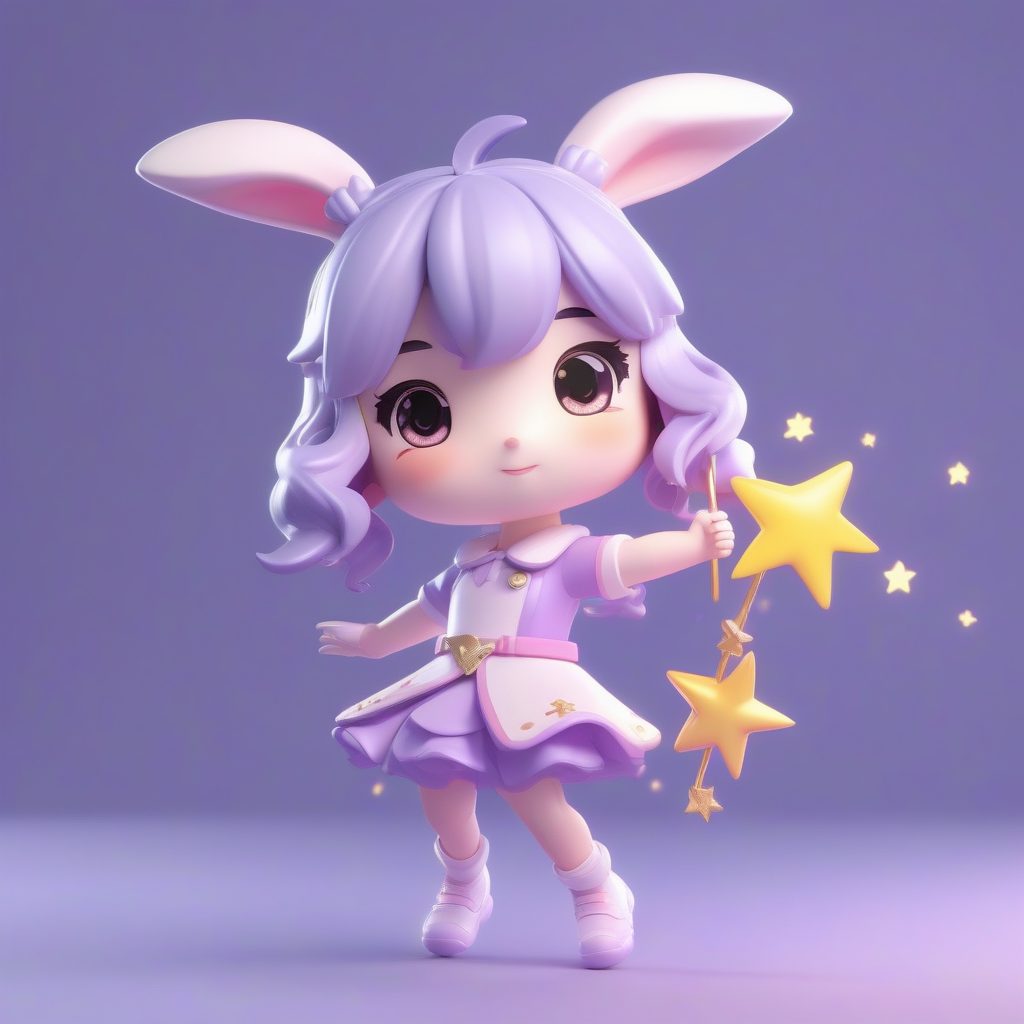 甜美魔法:挥舞星形魔杖的Q版魔法兔耳娘盲盒设计 3 甜美魔法:挥舞星形魔杖的Q版魔法兔耳娘盲盒设计