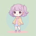 甜美轻盈:极简Q版动漫女孩,双臂夸张挥手全身插画 7 tian mei qing ying ji jian q ban dong man nyu hai shuang bi kua zhang hui shou quan shen cha hua