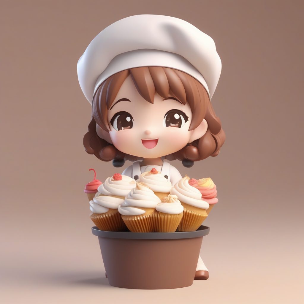 甜蜜3D Q版甜点厨师动漫女孩：盲盒手办全身渲染