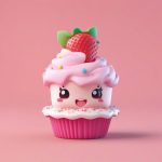 甜食魔法师Q版角色卡:高饱和度全身渲染,巨型草莓蛋糕细节特写 6 tian shi mo fa shi q ban jue se ka gao bao he du quan shen xuan ran ju xing cao mei dan gao xi jie