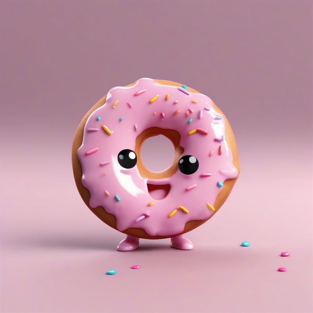甜甜圈糖衣Q版：撒满糖霜的可爱嘟嘴3D全身图