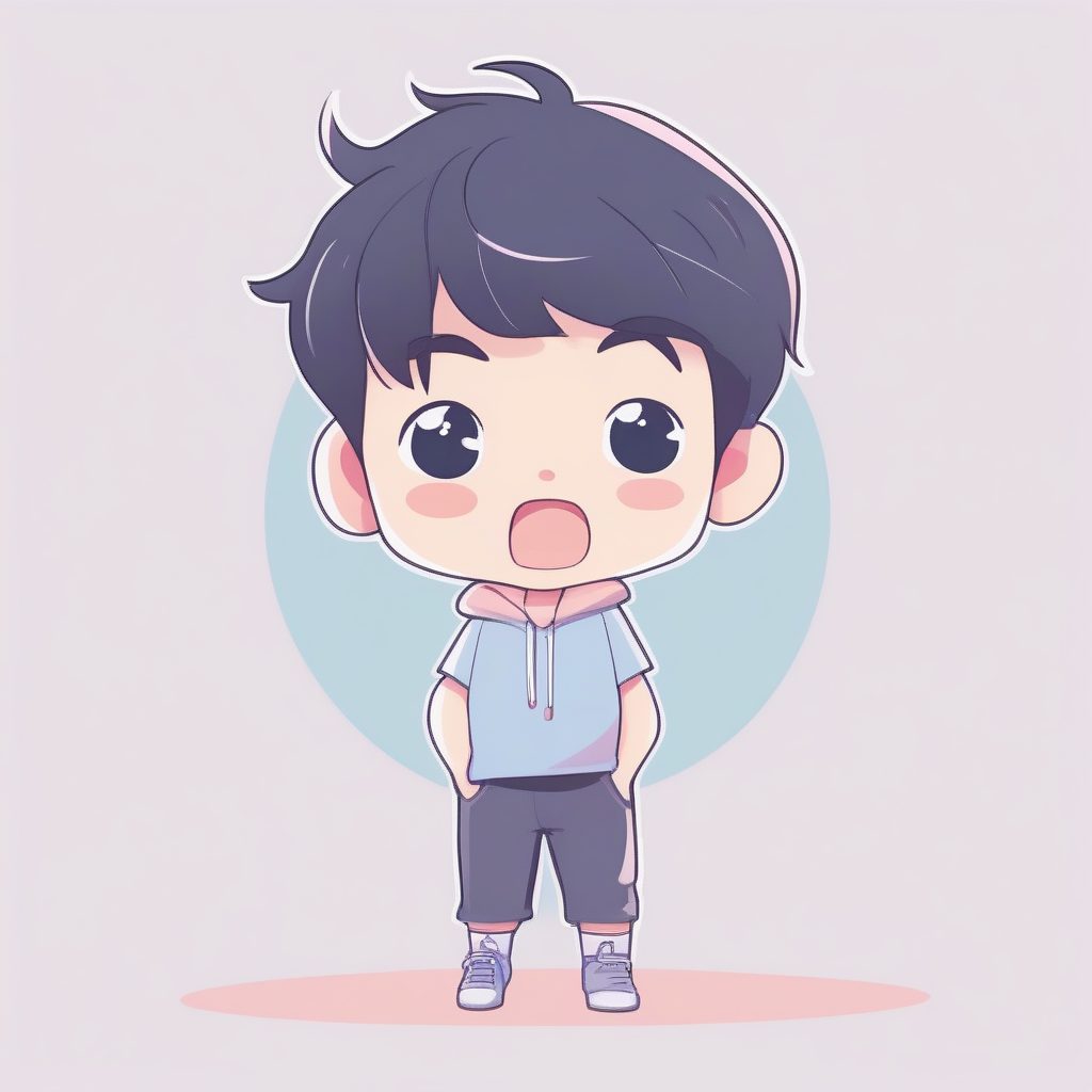 天真惊讶：Q版动漫男孩戏剧化惊愕姿势AI绘画提示词