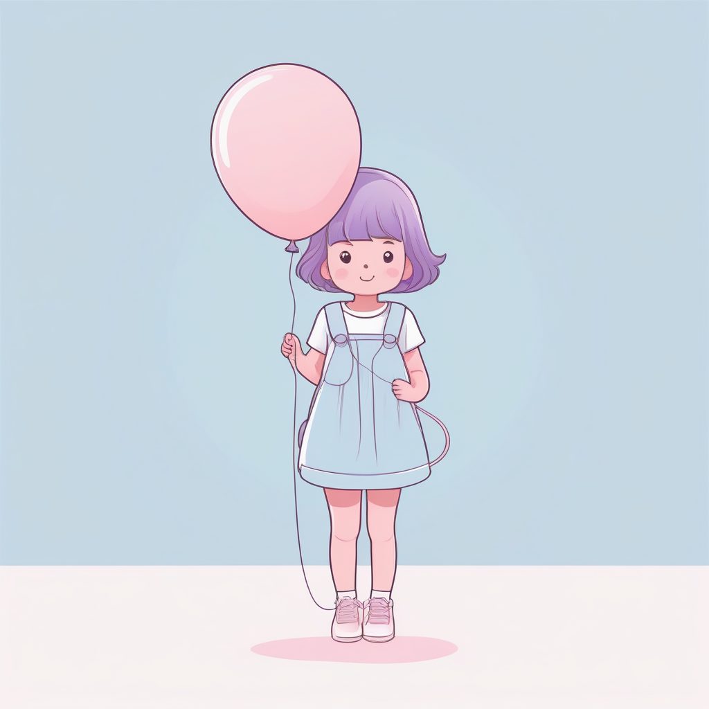 天真烂漫：淡紫色调下的轻快Q版插画生成