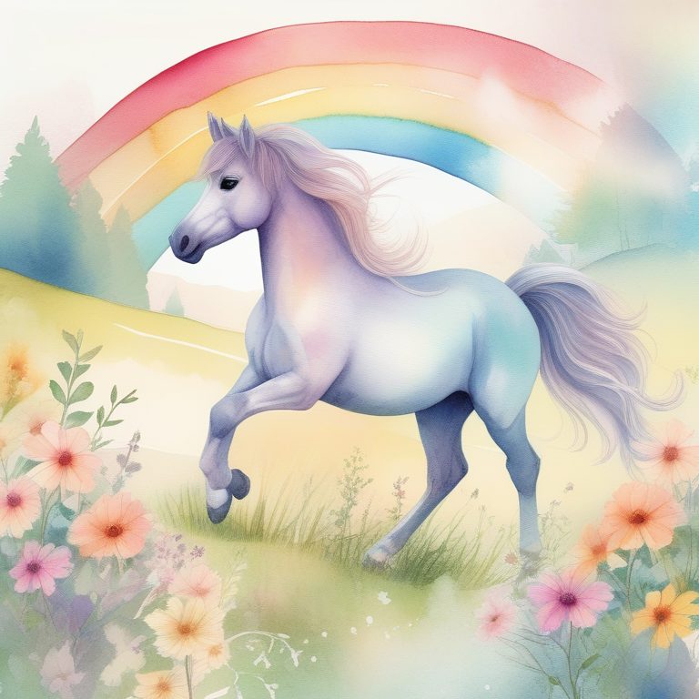 童趣故事书风格的彩虹小马