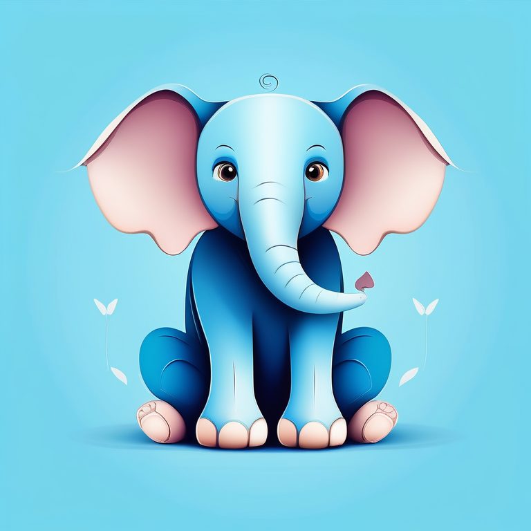 童趣极简梦幻风格蓝色小象