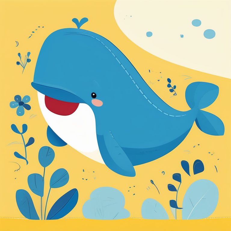 童书插画风 | 一个蓝色鲸鱼