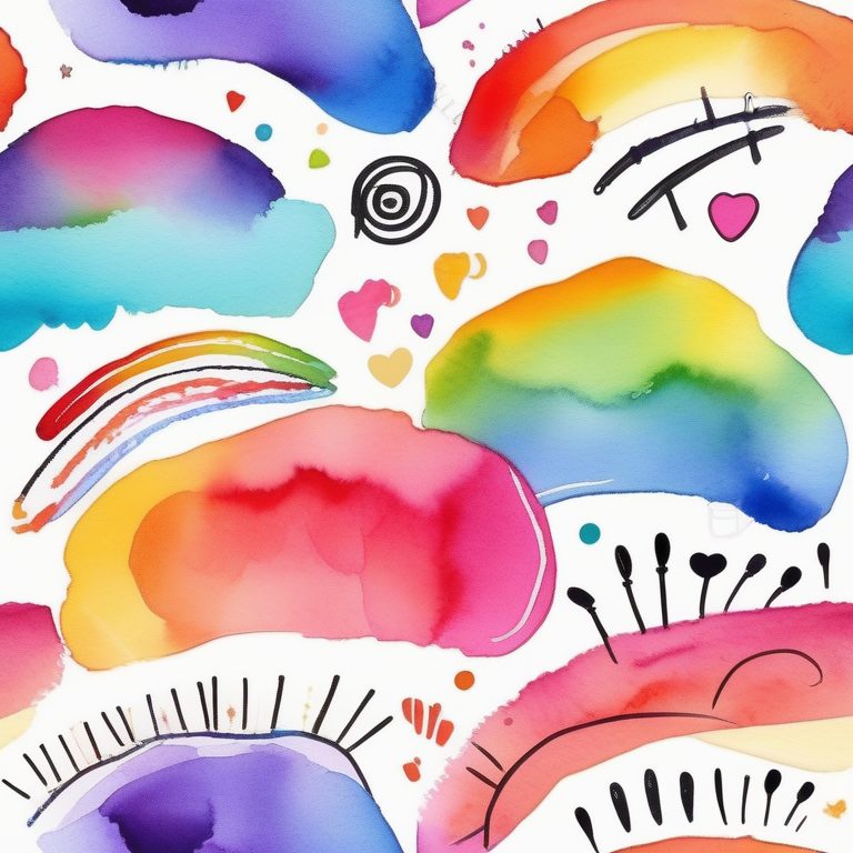 涂鸦风格彩虹水彩图形日记页