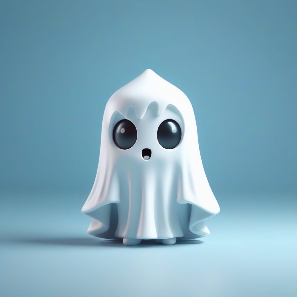 万圣幽灵Q版：调皮表情与血红色纯色背景Octane渲染