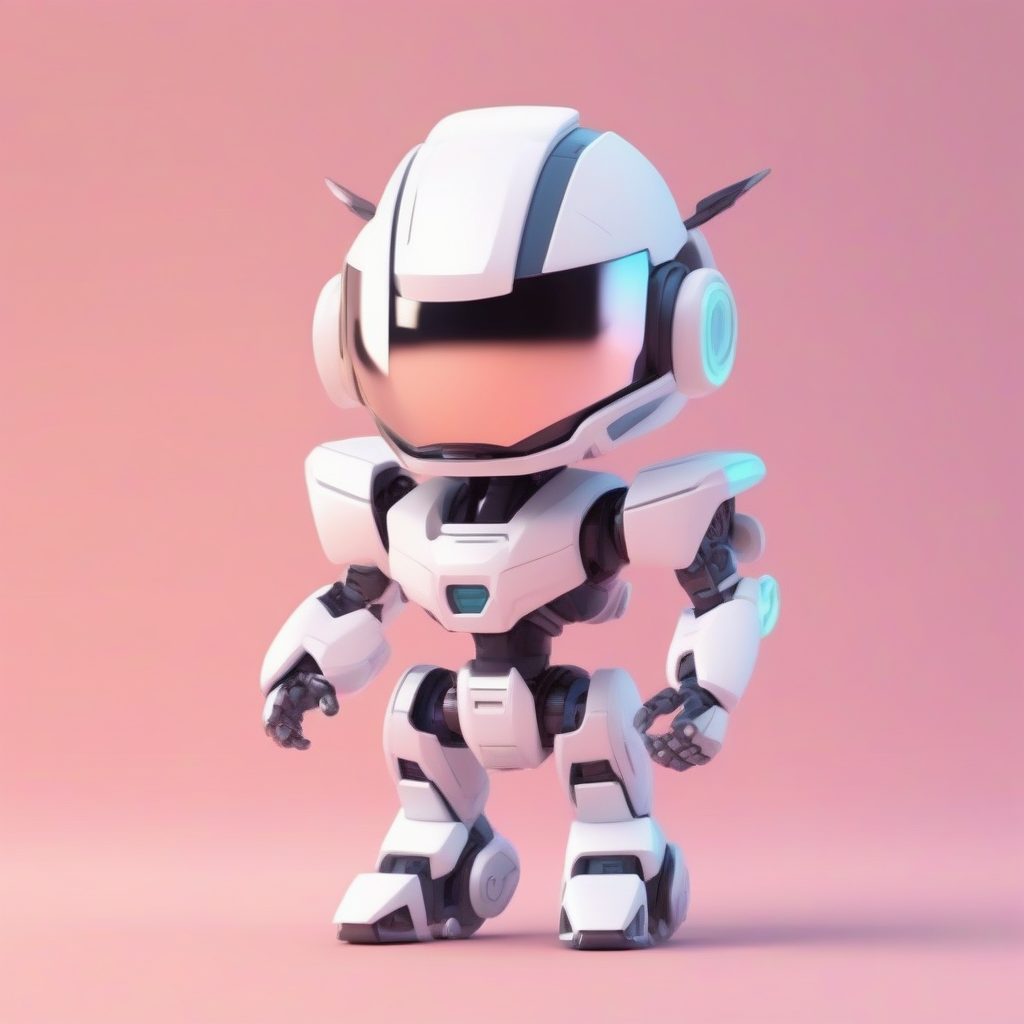 未来伴侣：Q版机甲少年与发光小机器人的可爱互动立绘