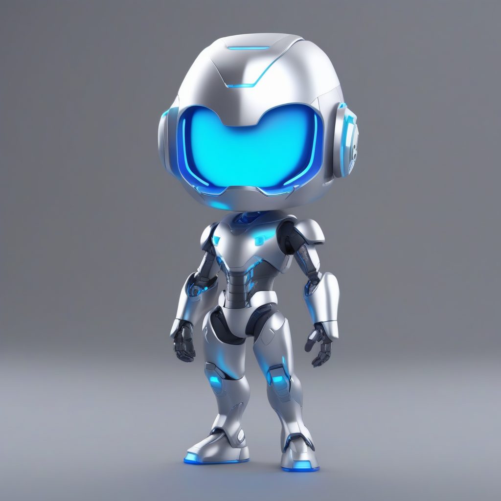 未来感3D盲盒风：Q版机器人男孩设计提示词C4D渲染