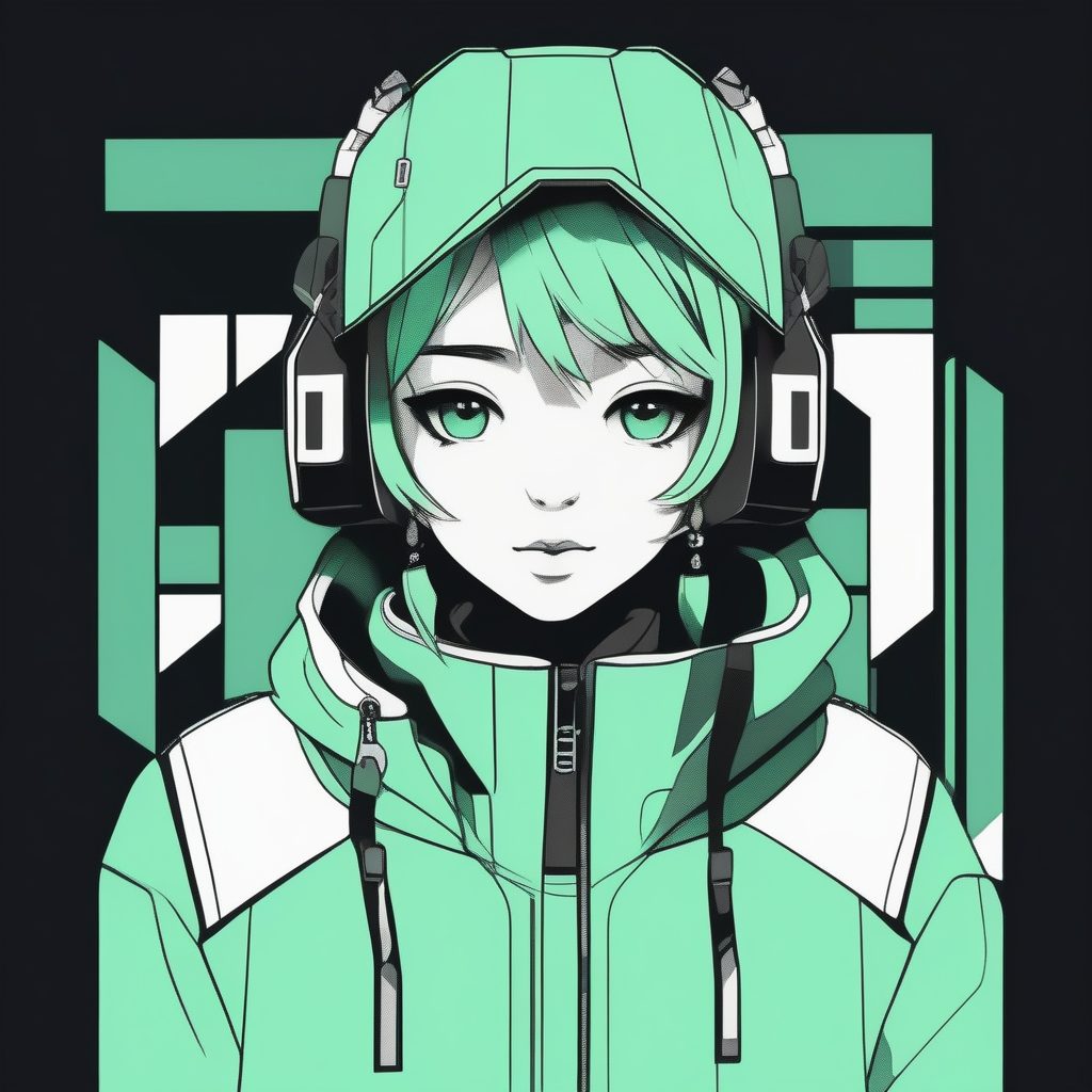 未来感机能风Q版女孩：极简黑与马卡龙色块