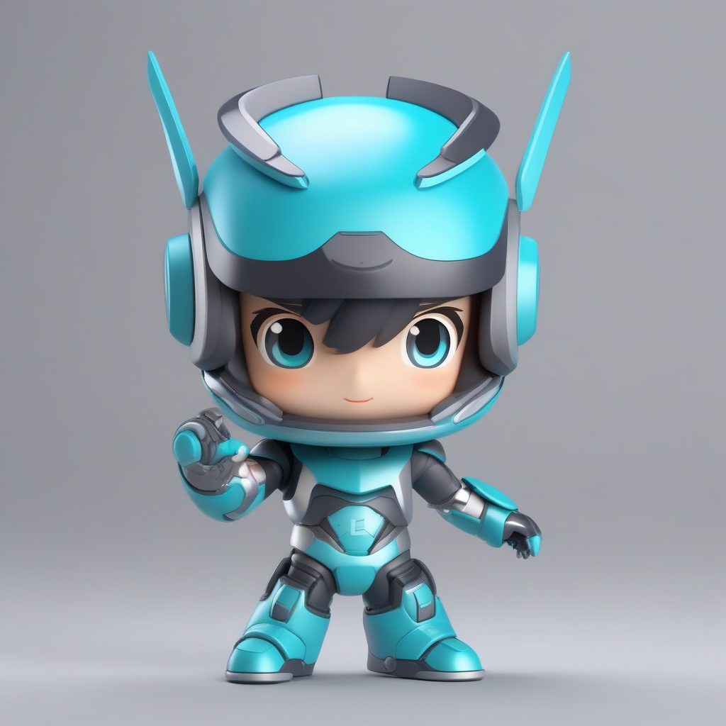 未来感机器人Q版男孩：C4D Octane盲盒风3D渲染提示词