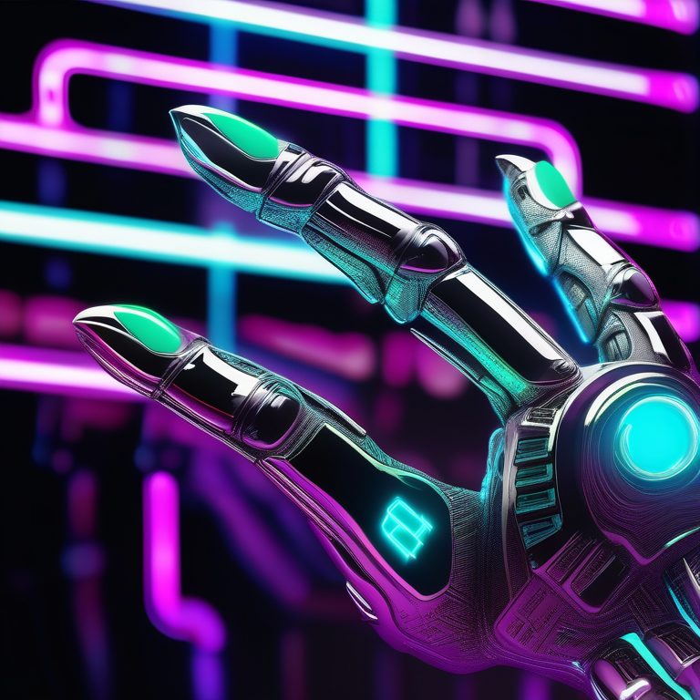 未来感霓虹时尚机械手特写