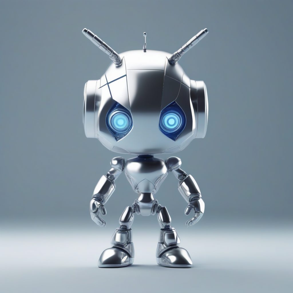 未来感Q版机器人：Octane渲染全身站立，金属光泽