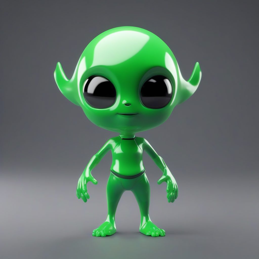 未来感Q版外星人:Octane渲染全身,绿色高光泽 11 未来感Q版外星人:Octane渲染全身,绿色高光泽