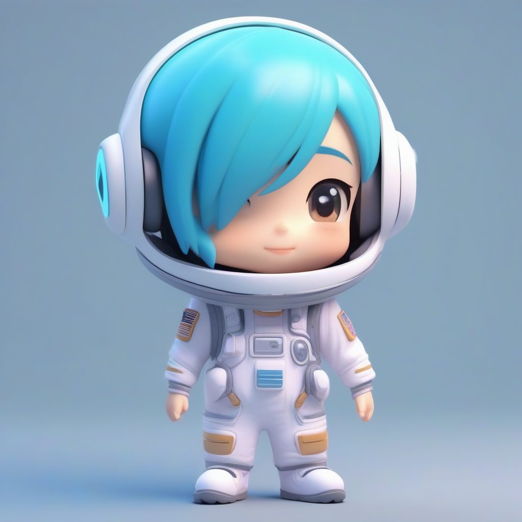 未来感Q版宇航员：8K超清光线追踪极简角色卡片