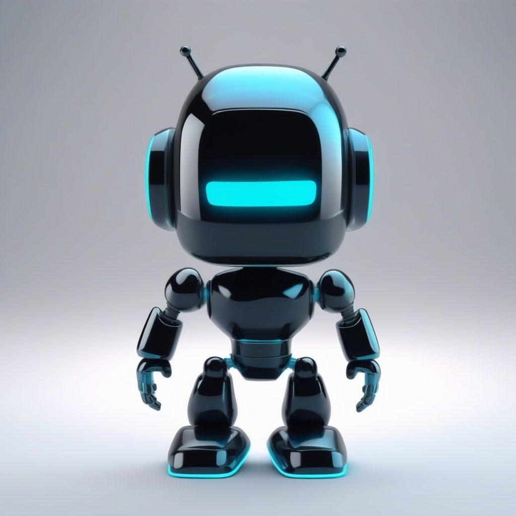 未来机械Q版：赛博朋克风C4D机器人全身渲染与纯黑背景