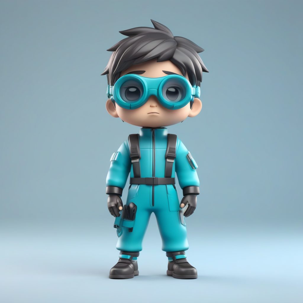 未来机械师|3D粘土风Q版男孩盲盒AI绘画提示词