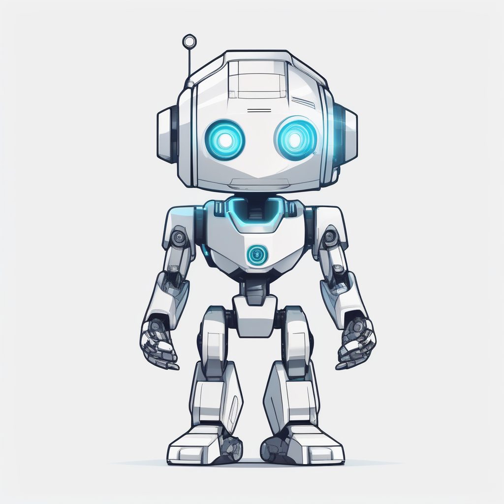 未来科技Q版方块机器人：完美敬礼，纯白背景渲染
