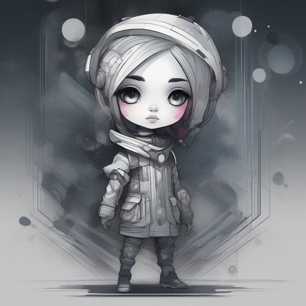 未来生物发光Q版：藻类朋克与迷雾光影全身像