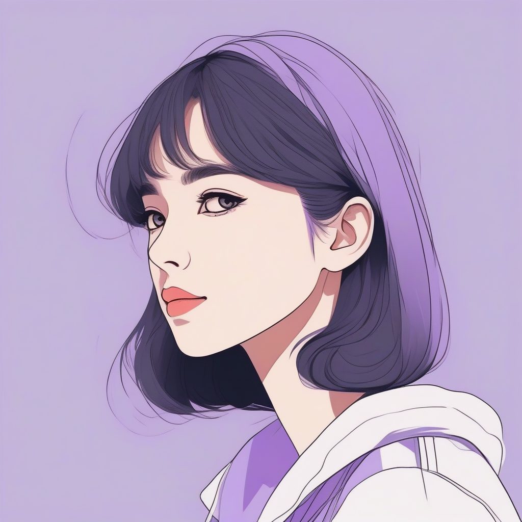唯美侧脸轮廓:薰衣草色调的极简二次元头像 1 唯美侧脸轮廓:薰衣草色调的极简二次元头像