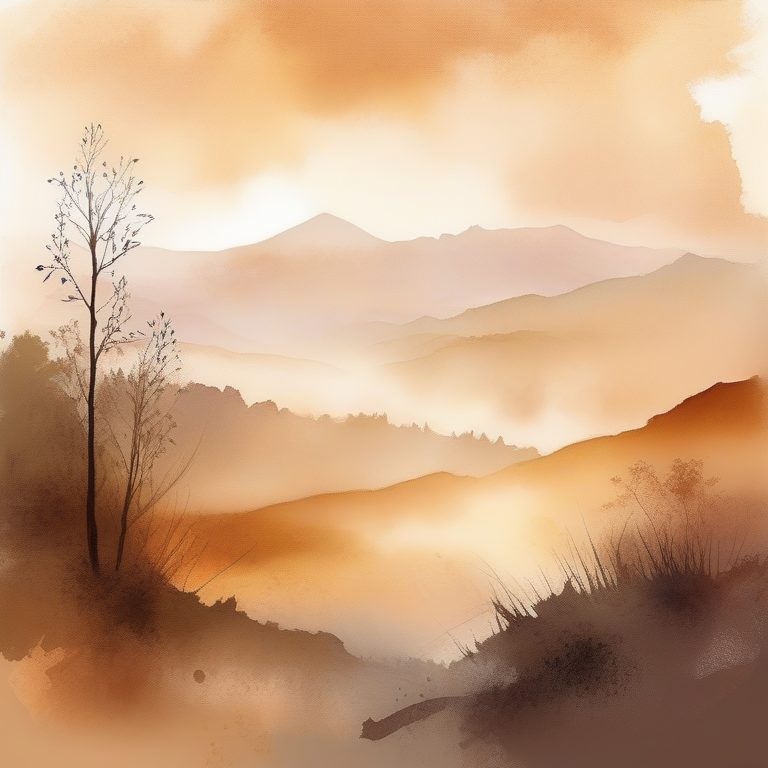 微妙水彩印象山景