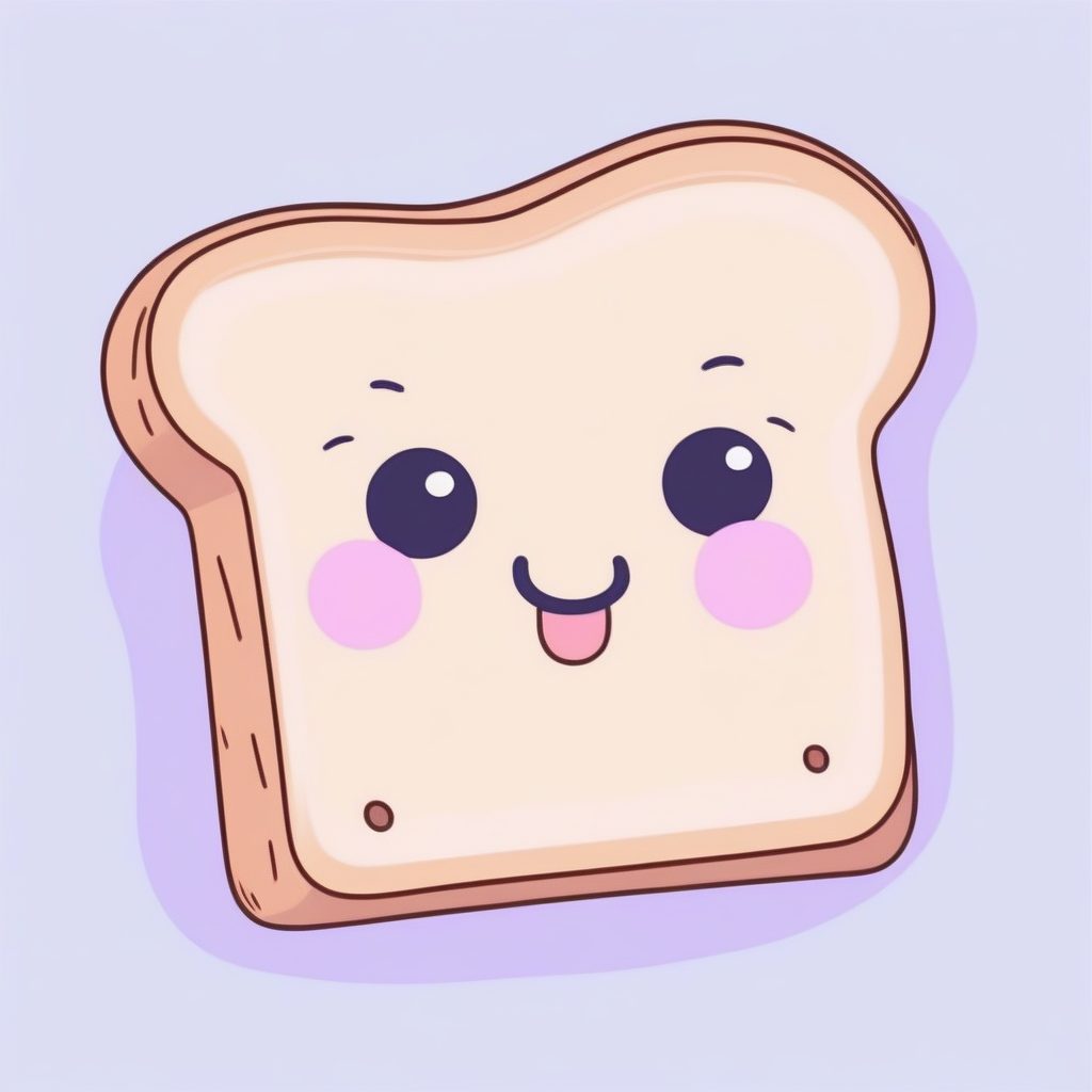 微笑吐司片：薰衣草色背景下的美食治愈系插画