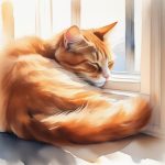 温暖午后:阳光窗边的熟睡小猫水彩速写提示词 6 wen nuan wu hou yang guang chuang bian de shu shui xiao mao shui cai su xie ti shi ci